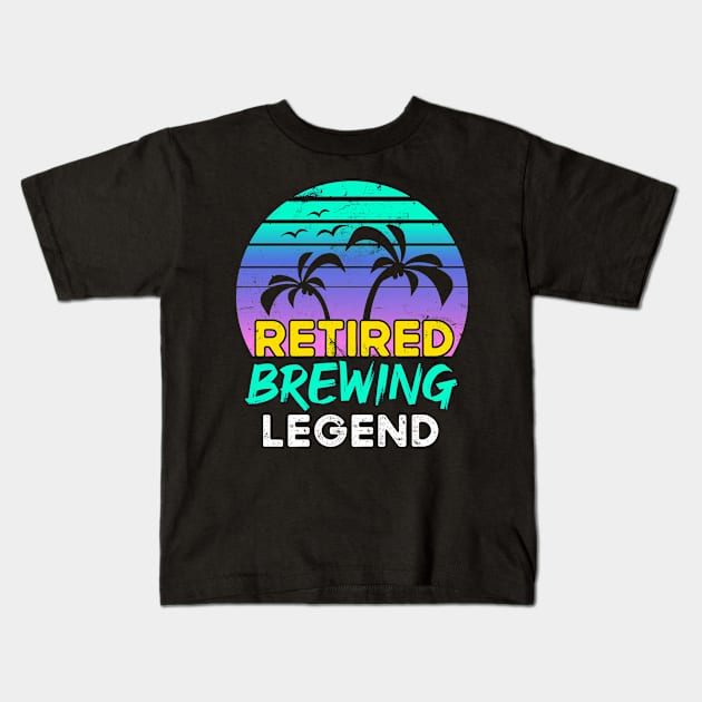 Retired Brewing Legend Retirement Gift 80's Retro Kids T-Shirt by qwertydesigns